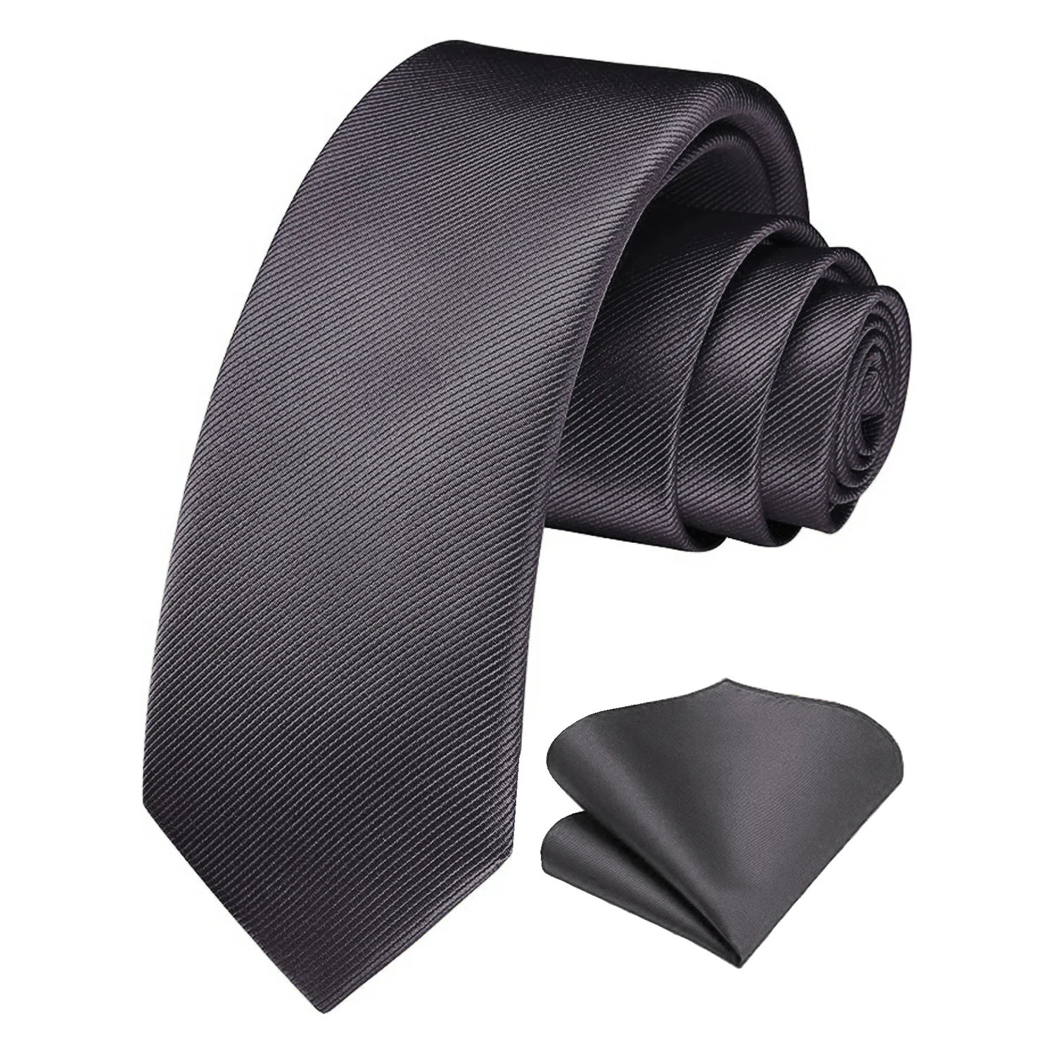 Men's Neck Tie Pocket Square Combo Set Slim Solid Color 6cm Silk
