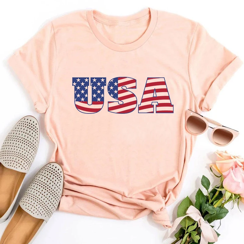 

USA T Shirt 4th of July Shirt Independence Day Tops Aesthetic Clothes Fourth of July T Shirts American Summer Tee L