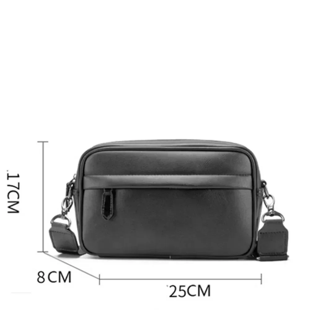 Luxury Business Shoulder Bag for Men Design Plaid PU Leather Messenger Bag Crossbody Bag Casual Zipper Small Square Sling