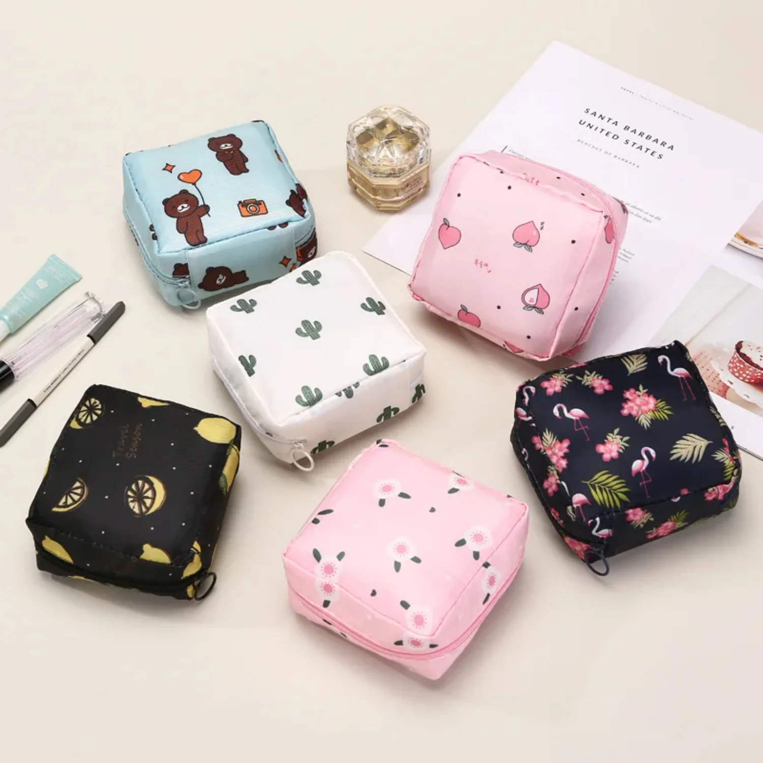 Nylon Sanitary Pads Package Bags Girls Diaper Sanitary Napkin Coin Purse Jewelry Organizer Credit Card Pouch Case