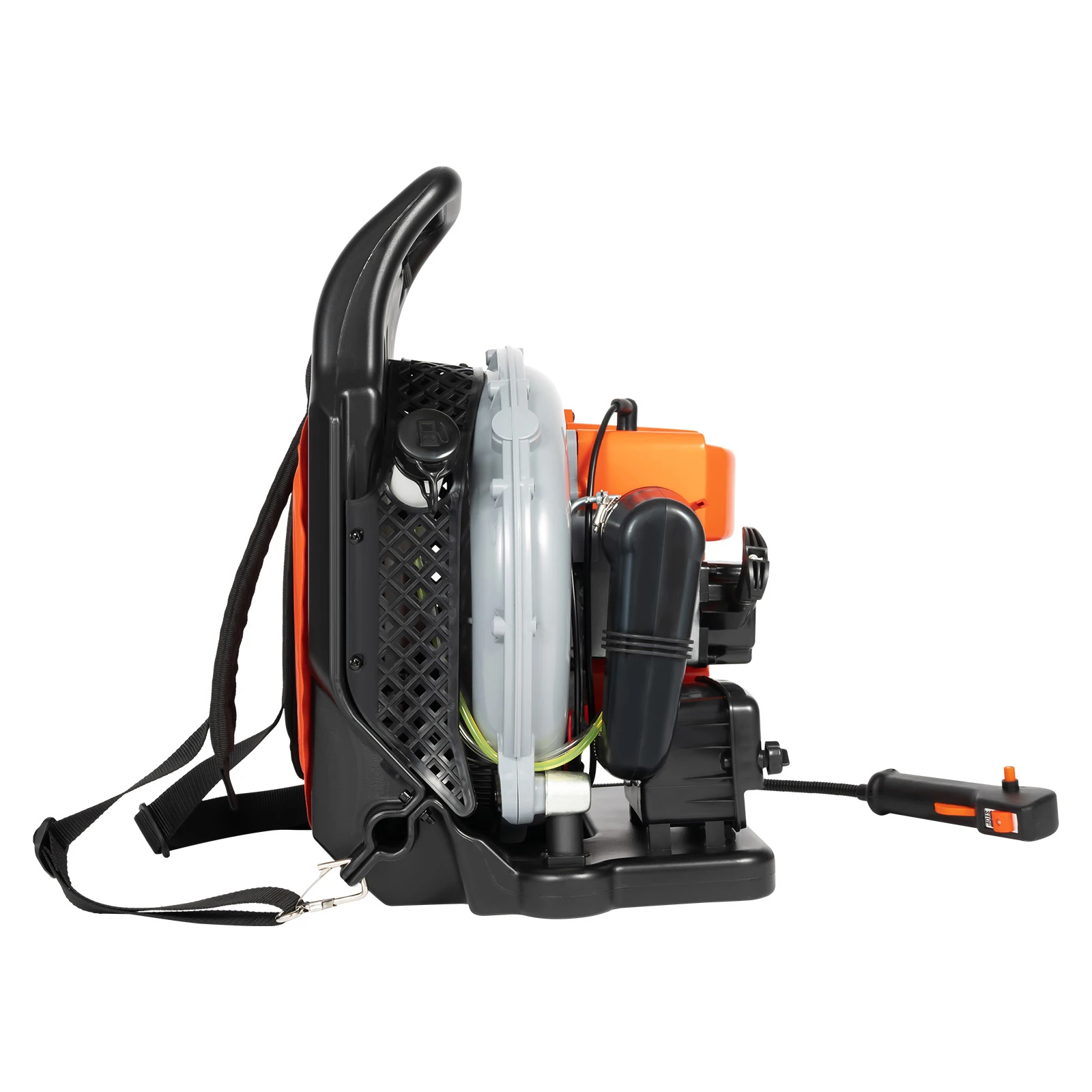 2,7 kW Rucksack-Laubbläser, 63 cc, 2-Takt-Rasengebläse mit benzinbetriebenem Motor und 1,8 l Kraftstofftank, luftgekühlter Grasgebläse – Detail 19