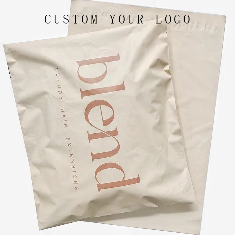 Custom logo mailer bags biodegradable beige matte poly mailer bag