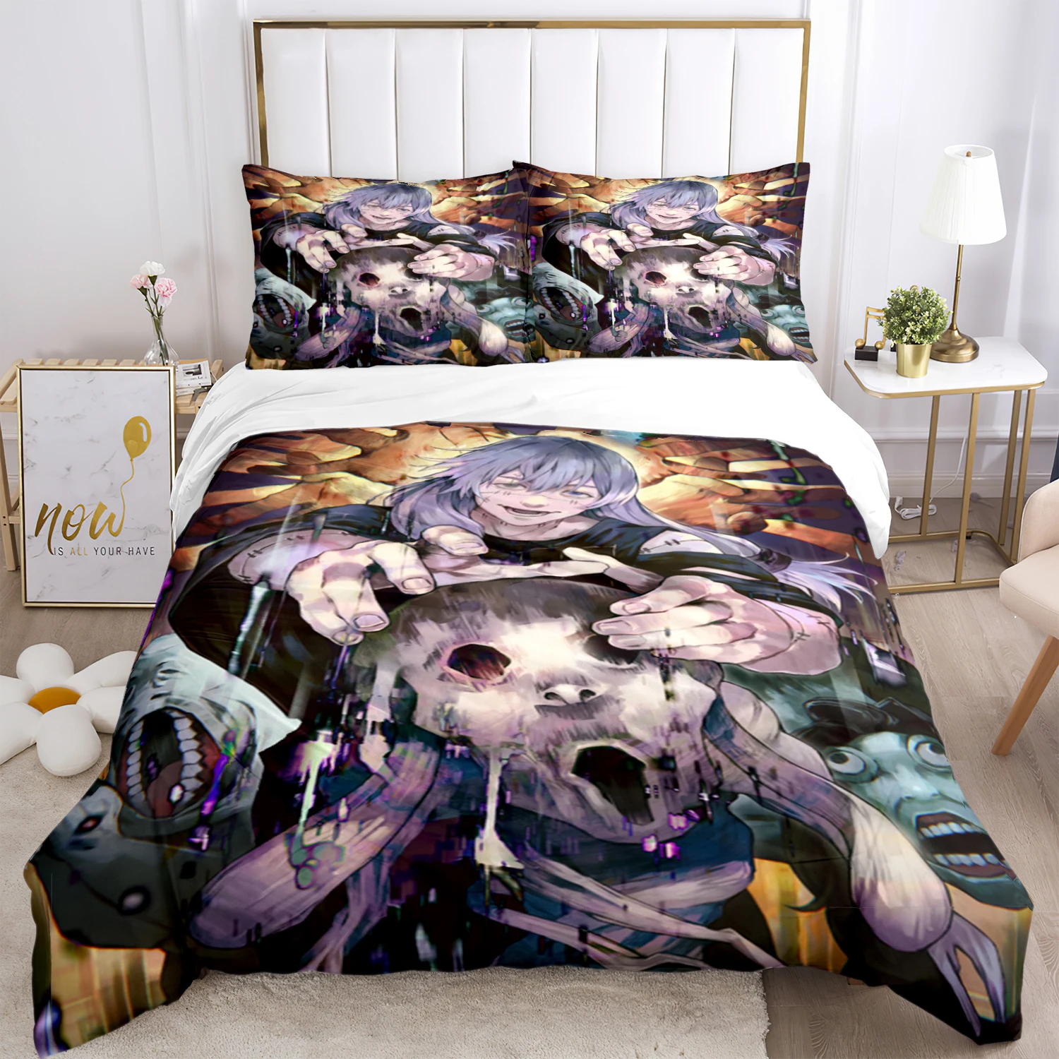 

Jujutsu Kaisen Anime art Print Three Piece Bedding Set Article Children or Adults for Beds Quilt Covers Pillowcases Bedding Set