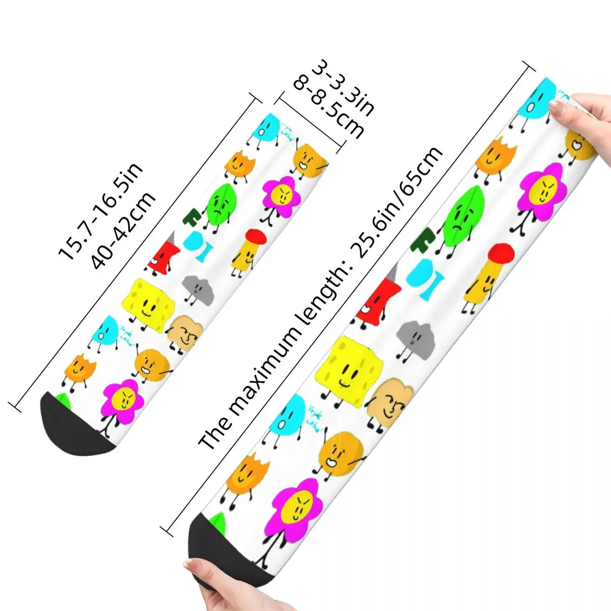 Hip Hop Retro Characters Essential Crazy Men's Socks Unisex Battle for Dream Island BFDI 4 and X Seamless Printed Crew Sock