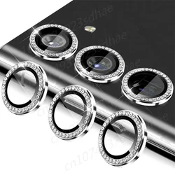 Diamond Tempered Glass Camera Lens Protector with Alloy Ring Cover - 9H Durability - Samsung A55 5G (Silver)