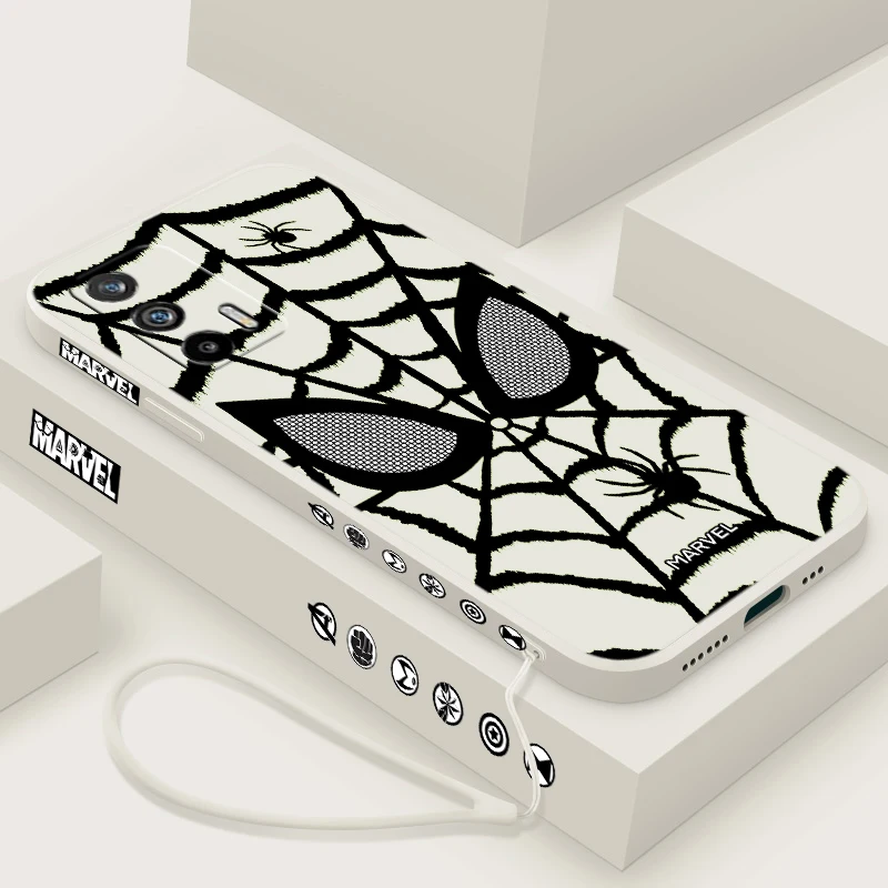 Marvel Spider-Man Mask Per Realme Q5 Gt Neo 5 3T 3 Xt X3 C55 C30 C21Y C11 C2 Explorer Master Liquid Left Rope Phone Case