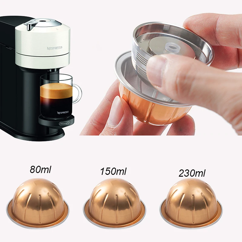 

For use only with Nespresso Vertuo Next Vertuoline Reusable Stainless Steel Capsule Refillable Coffee Filter with Original Pod