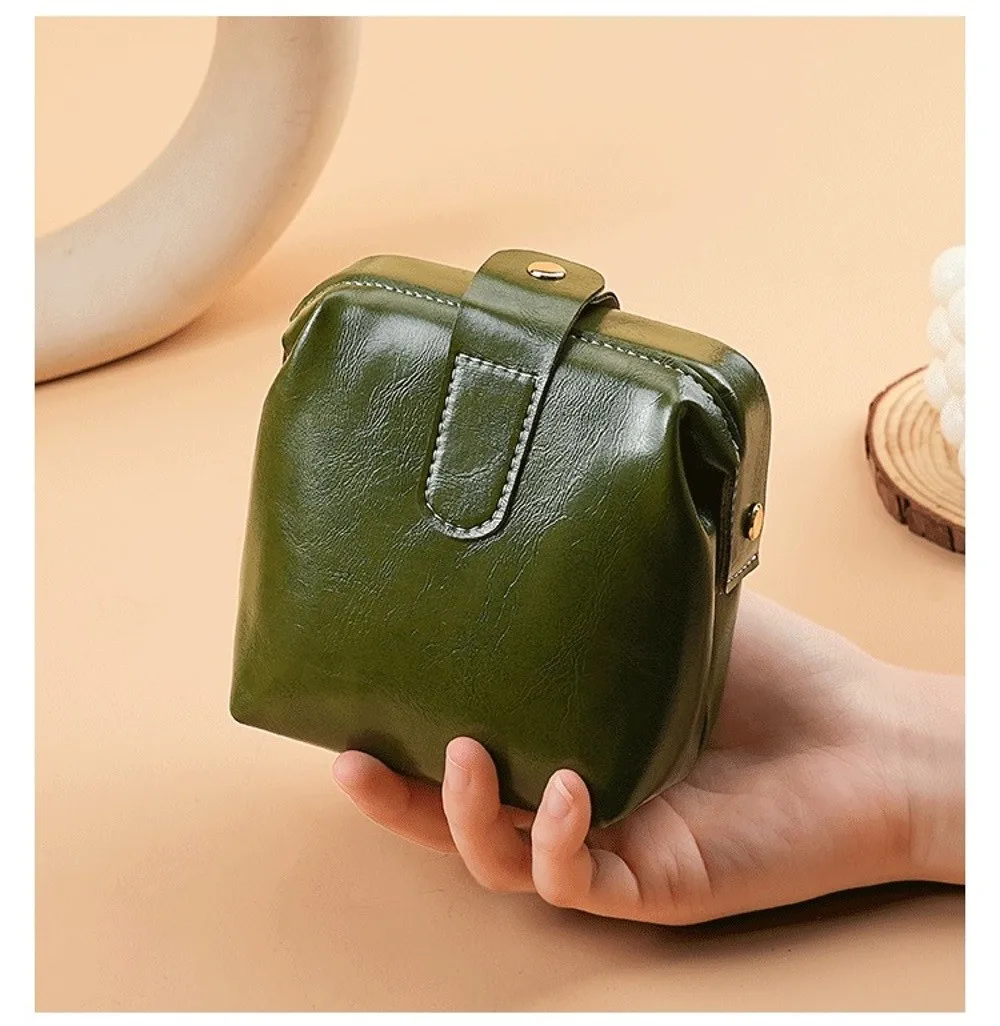 Mode Vintage PU Leder Kosmetiktasche Einfarbig Große Kapazität Geldbörse Knopf Make-Up Organizer Box – Detail 4