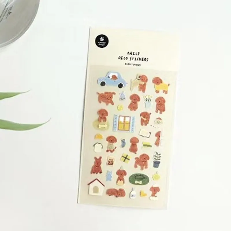 Korea Suatelier Sticker No.1160 Puppy Scrapbooking Material Craft Supplies Phone Notebook Deco Cute Cartoon Dog Stickers