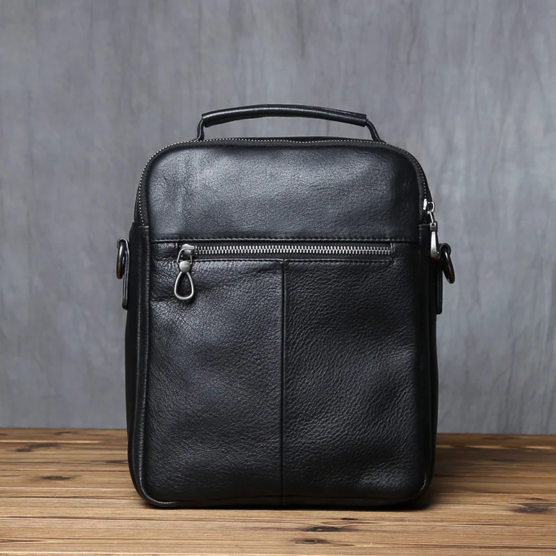 NZPJ  Leather Men Shoulder Bag Natural Cowhide Casual Crossbody Bag Business  Fashion Small Backpack Suitable For 10-inch IPad