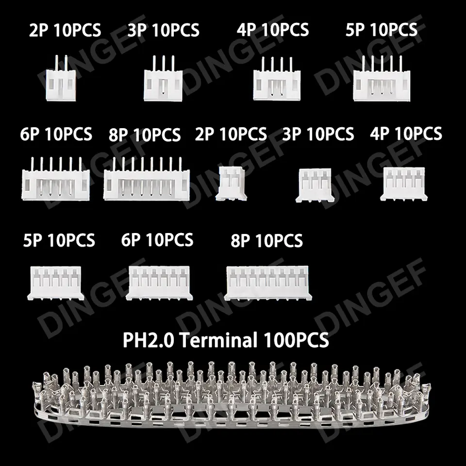 220PCS PH2.0 JST Male Female Plug Socket PH 2.0mm Connector kit Straight Pin Terminals 2P 3P 4P 5P 6P 8P Pitch 2.0mm image 2