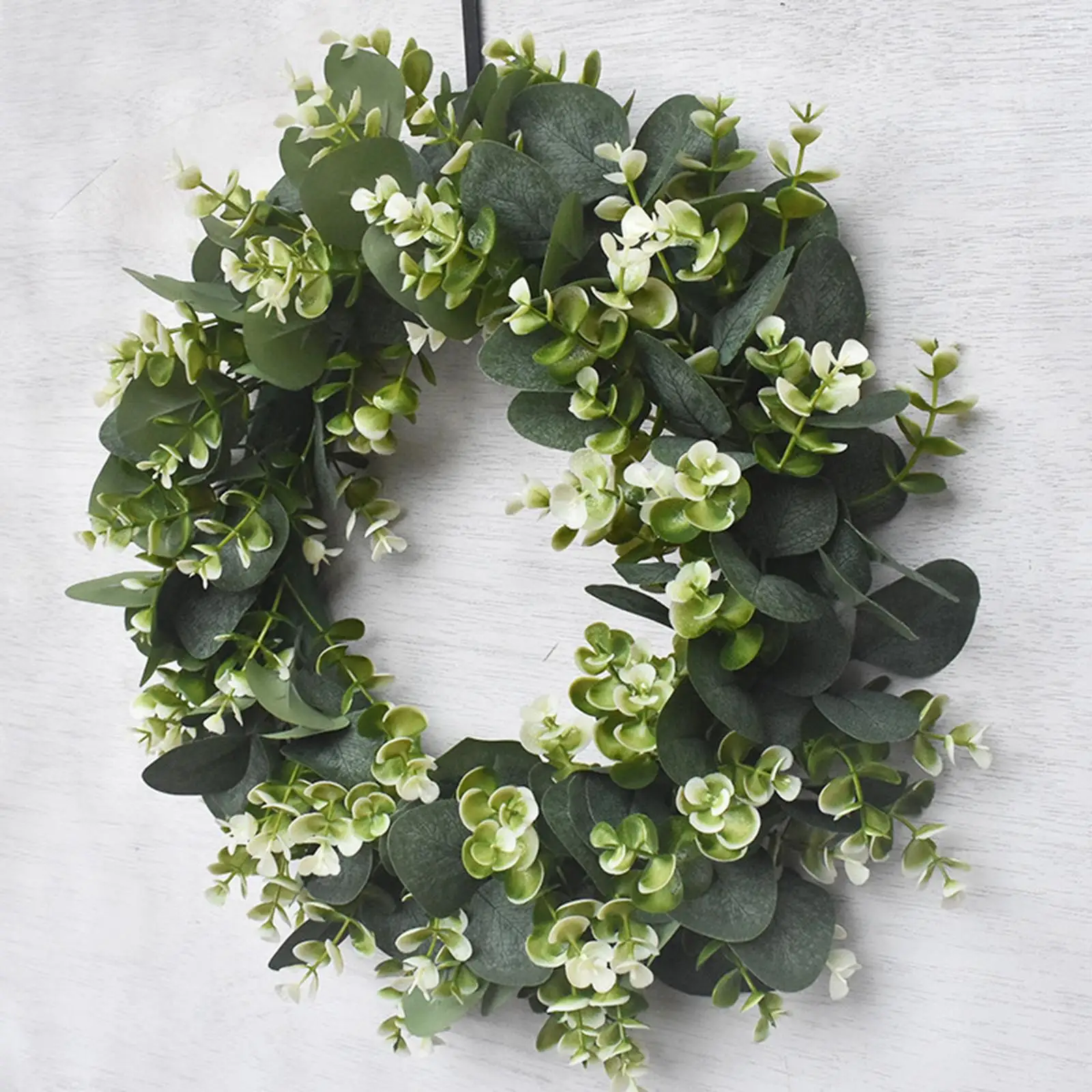 15.75-inch Large Eucalyptus Leaves Wreath Window Wall Front Door Porch Spring Green Garland Hanging Ornaments Housewarming Gift