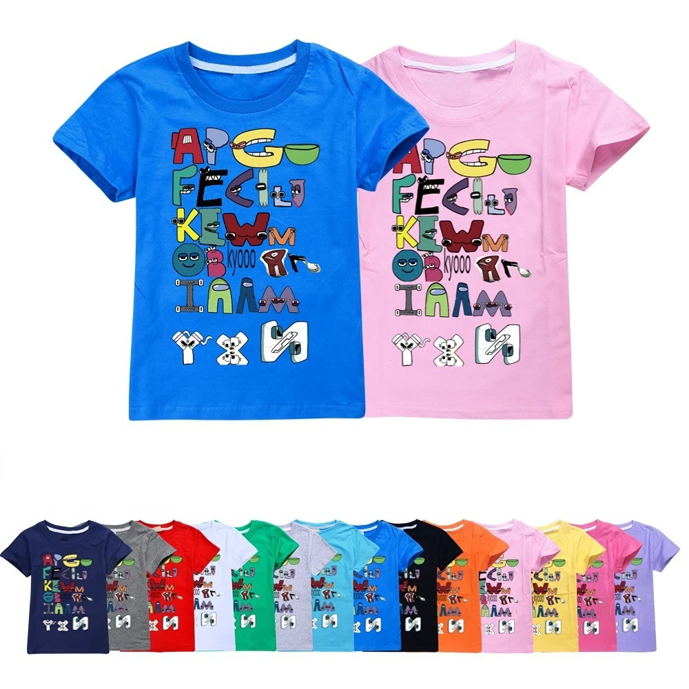 

Boy's & Girl's Fashion Tops Tees Children's 100% T-Shirts 26 Alphabet Lore Print Casual Family Clothing Set Kids for 2-14Years