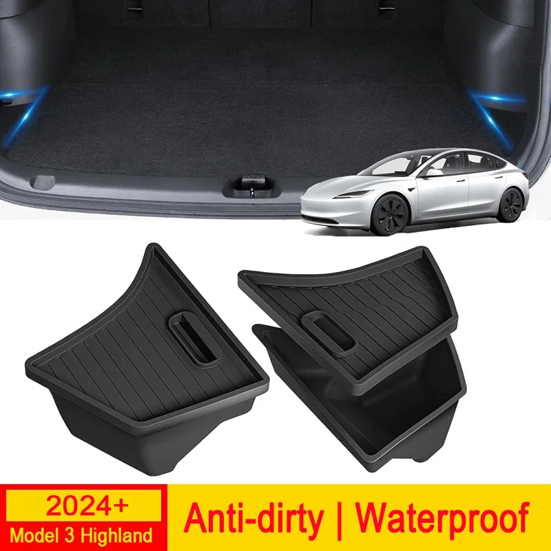 Rear Trunk Side Storage Box Multifunction Organizer For Tesla Model 3+ Highland