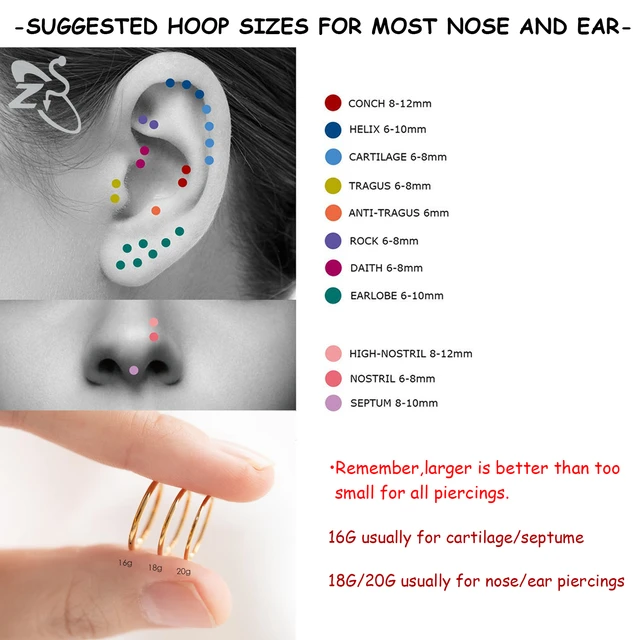 Nose Piercing Hoop Size