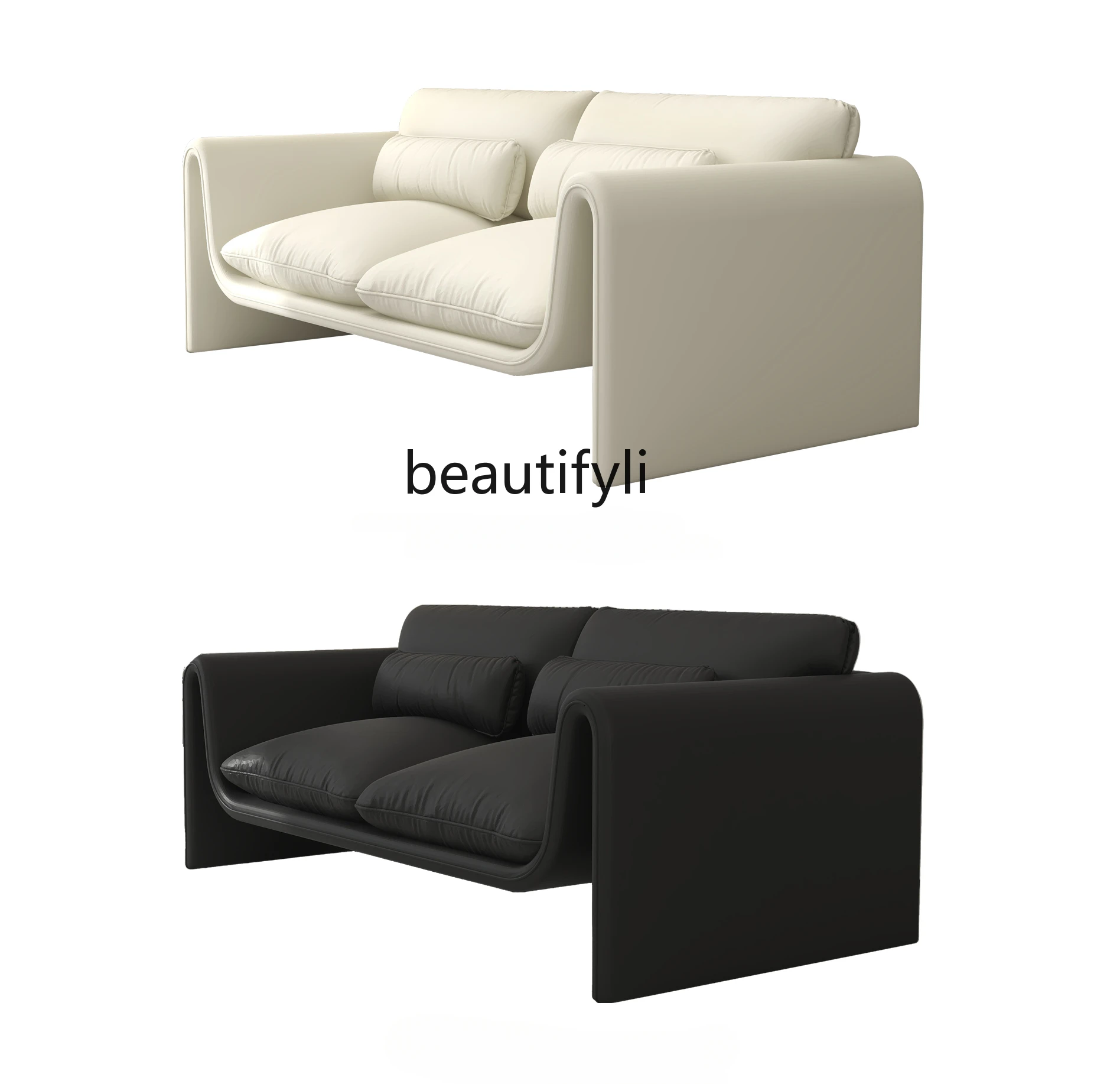 

Silent Style Fabric Sofa Living Room Small Apartment Double-Seat Lambswool Cream Style Designer Simple Sofa furniture