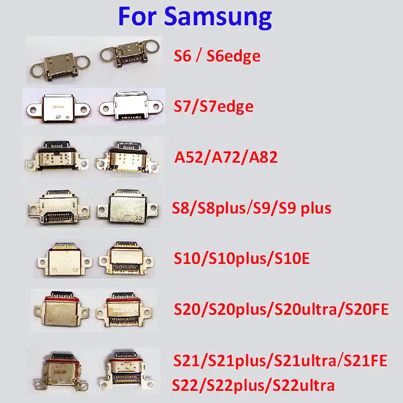 

10шт. для Samsung S8 S9 S10 S20 S21 S22 Plus Ultra Fe S6 S7 edge A52 A72 USB зарядный порт док-разъем зарядное устройство соединитель гнездо запасные части