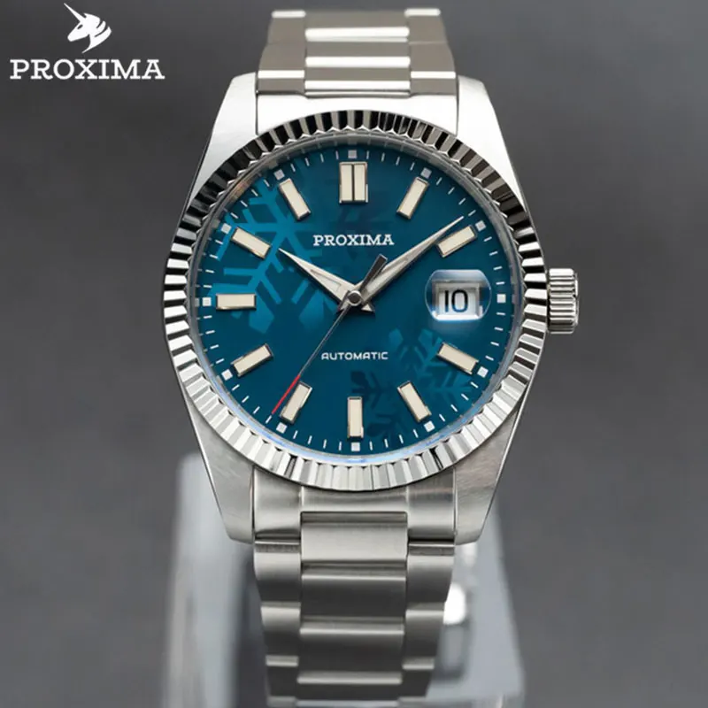 

Proxima Luxury 39mm Men's Automatic Watch Sapphire Convex Mirror Waterproof 20Bar Mechanical Diver Wristwatch Date BGW9 Luminous