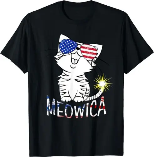

Патриотическая кошка 4 июля с американским флагом, лучшая идея для подарка, футболка