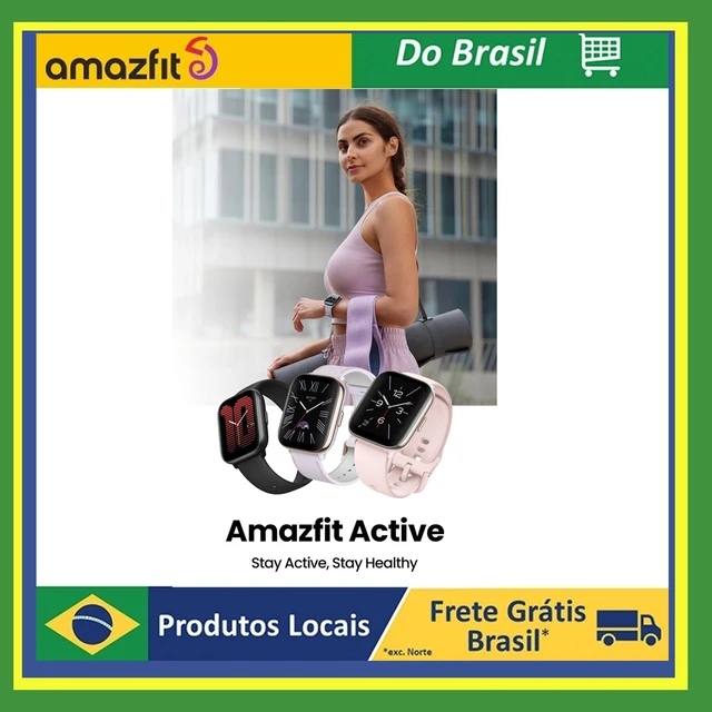Relógio inteligente Amazfit Active 42 mm, GPS, Amazon Alexa integrado, Bluetooth, bateria com duração de 14 dias, mais de 120 modos esportivos, Android e iPhone