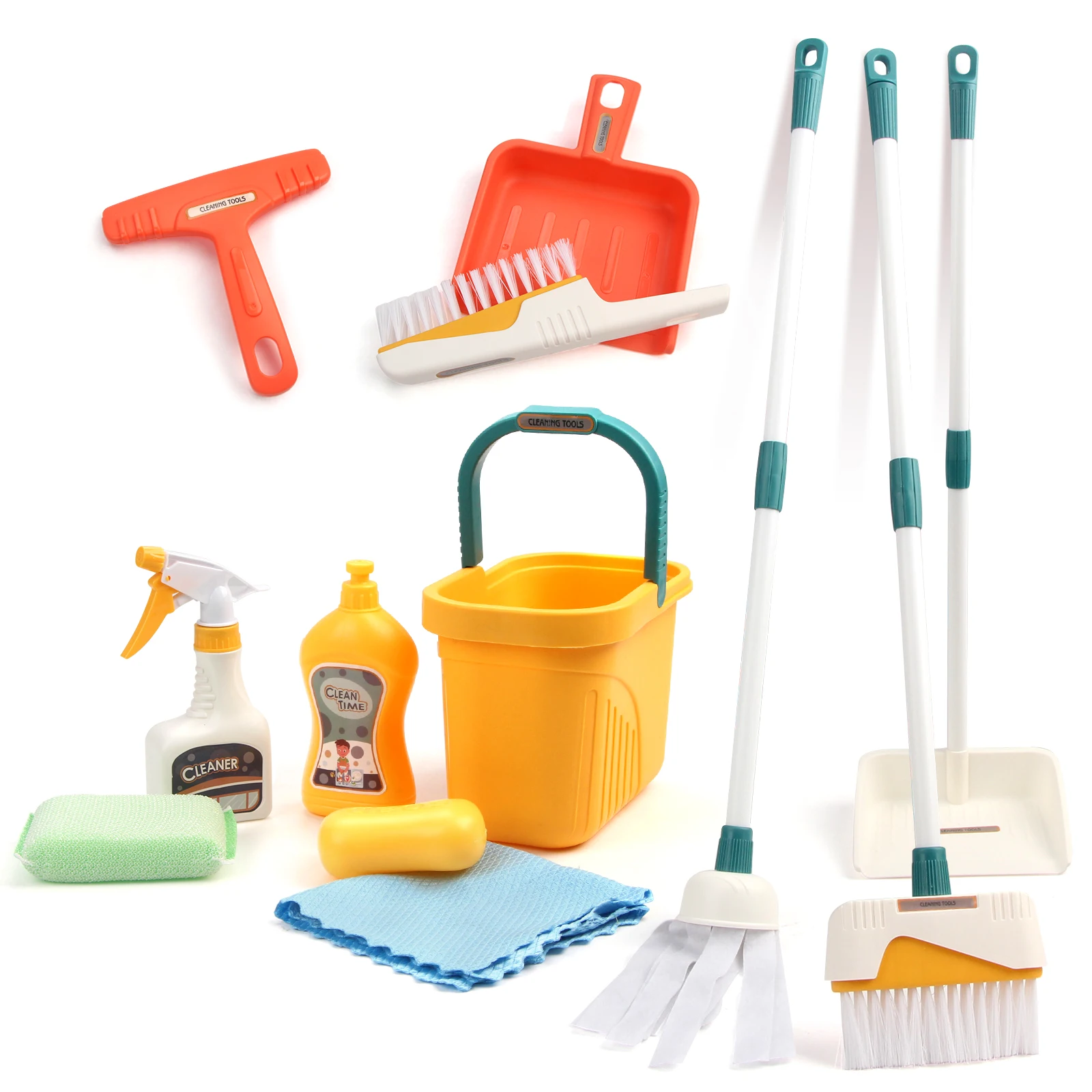 Cleaning Toys Kids Housework Supplies Kit 12pcs/set Cleaning Set with Broom Dustpan Bucket Mop Play House Toys