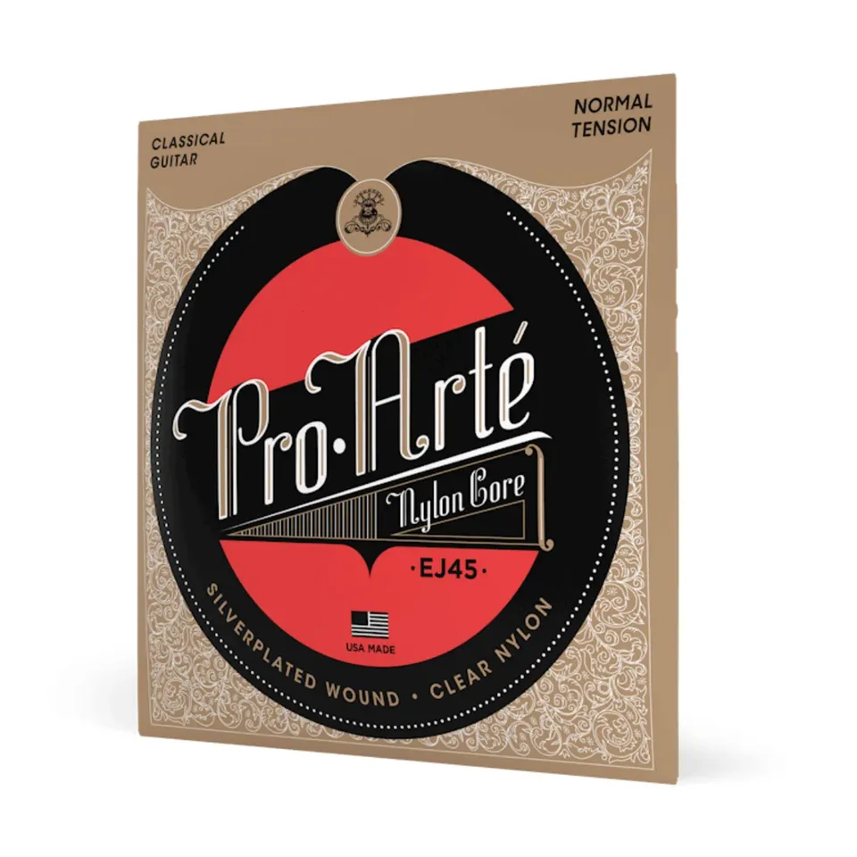 EJ45 Classical Guitar Strings Silver Plated Wrap Nylon Core Clear Student Nylon Trebles   Normal Tension For Beginners