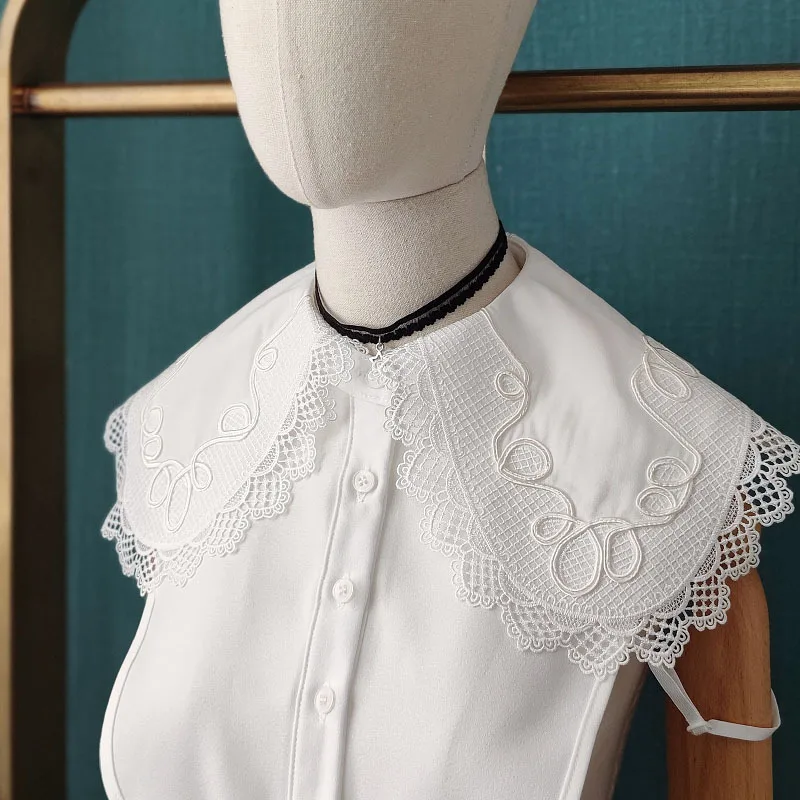 

Elegant White Fake Collars for Women Lapel False Collar Shirt Necktie Detachable Shirt Collar Ladies Clothes Accessory Faux Col