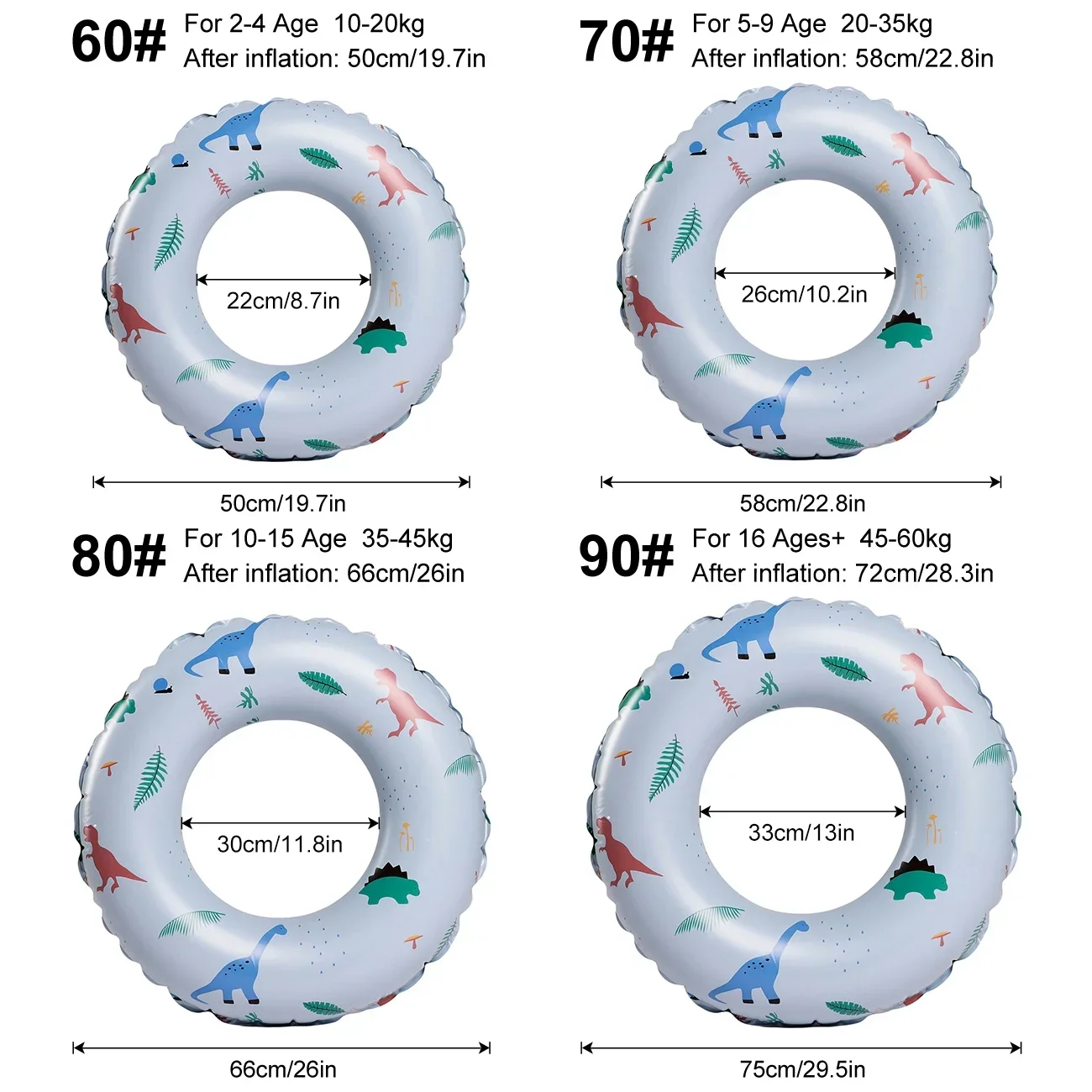 Dinosaur Inflatable Pool Floats for Adults,Summer Swiming Ring Beach Toys Pool Floaties for Kids,Inner Tubes for Floating 5