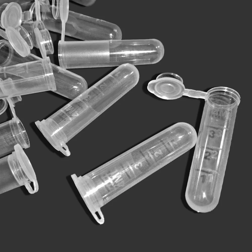 300Pcs 5ML Laboratory Sample Screw Round Bottom Plastic Test Tube Ep Tube with Scale Screw Cap Centrifuge