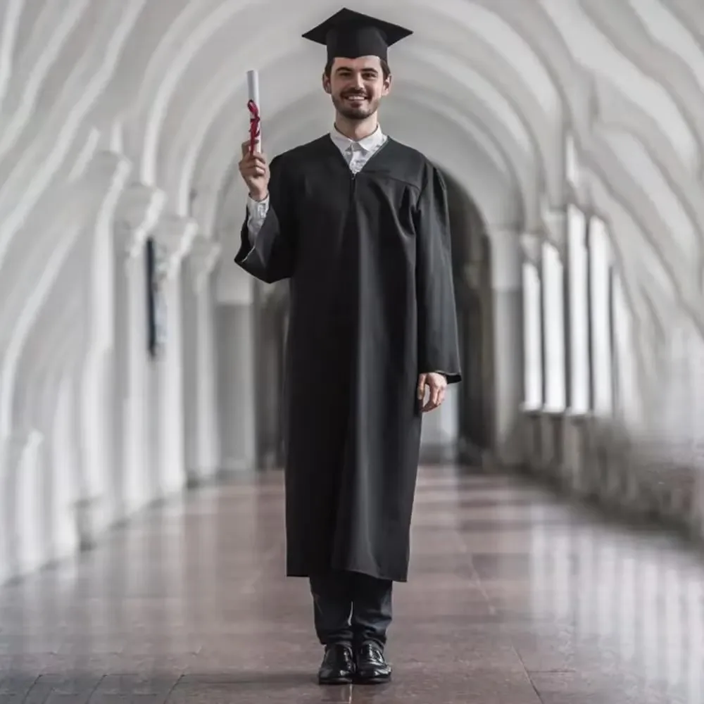 Unisex Graduation Costume for High School And Bachelor Man Women Graduation Gown Soft Matte Gown Hat Tassel Set