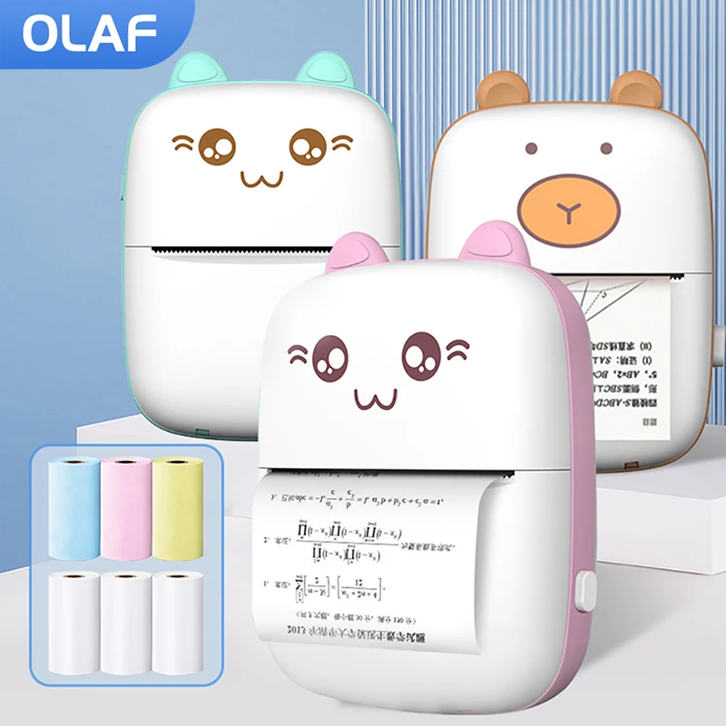 Olaf portable mini imprimante thermique étiquette imprimante autocollant  sans encre hd imprimantes de poche pour téléphone bluetooth miniprint  impression photo