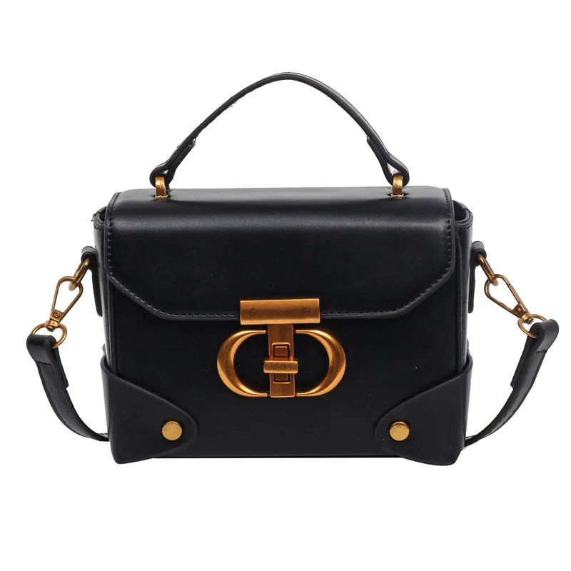 High-End Simple Hand-Carrying Women's 2024 New Solid Color Retro Fashion Small Square Special-Interest Design Messenger Bag