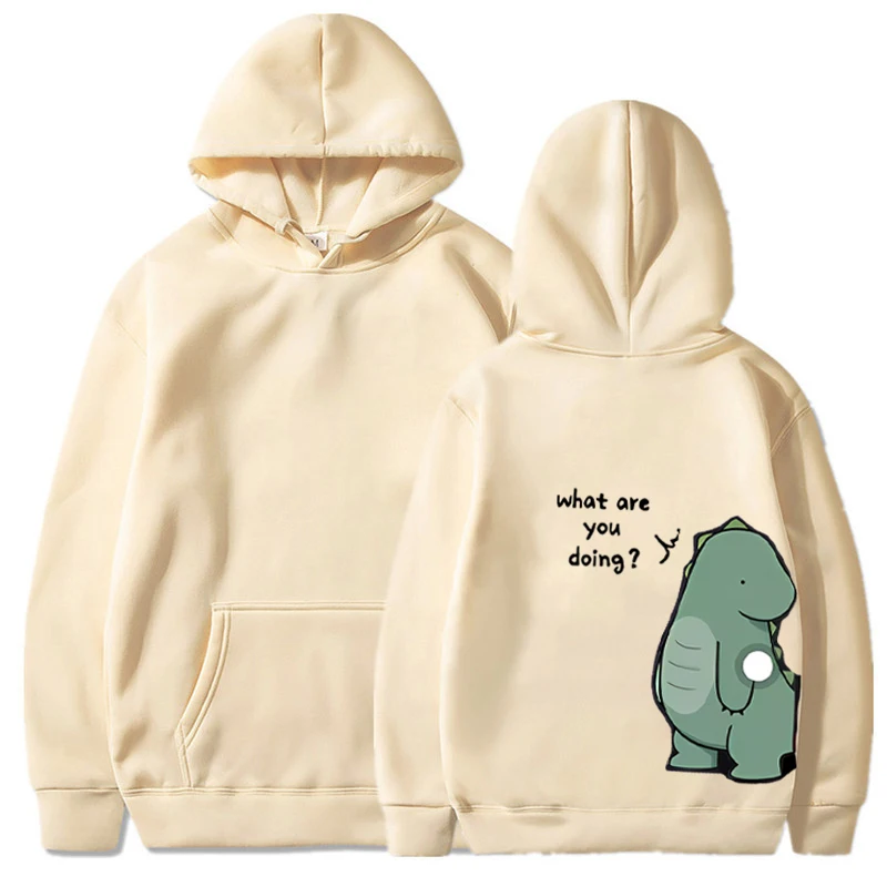 

Spring Autumn Fashion Casual Couples Hoodies Funny Dinosaur Printed Hooded Long Sleeved Sweatshirt New Unisex Top Y2K Clothes