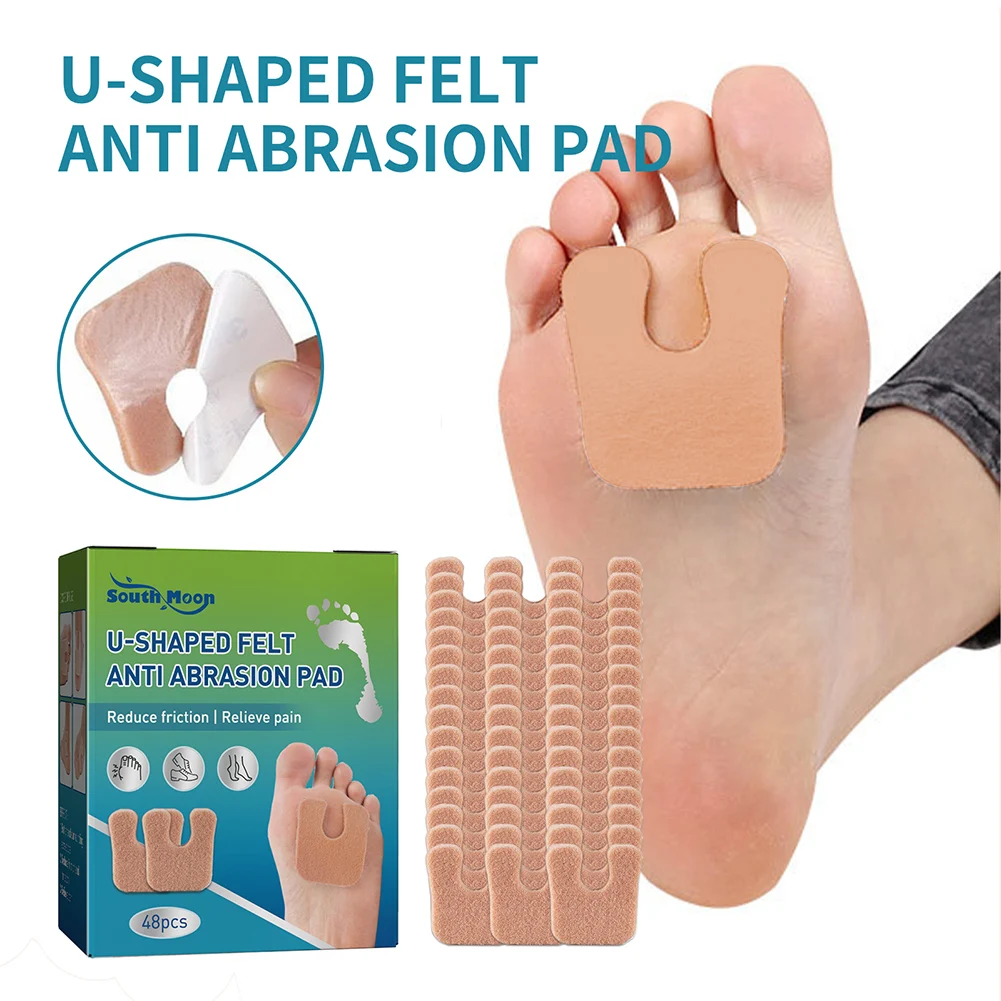Toe Protector U-Shaped Callus Pads Friction Reduction Anti-Callus Foot Cushion Pain Pressure Relief Foot Care 48pcs