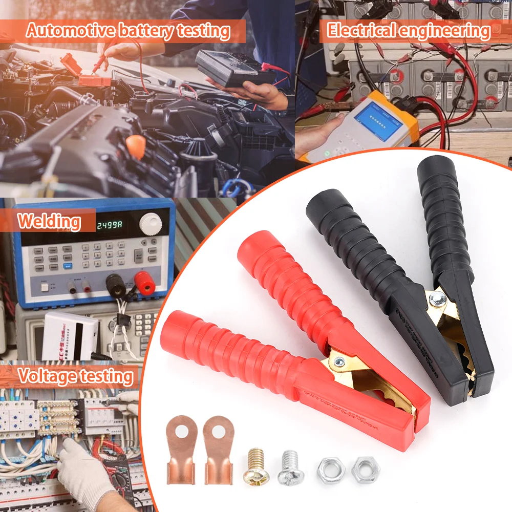 Alligator Clips 2Pcs 500-1000A Heavy Duty Copper Electrical Battery Crocodile Clamp Connector For Jumper Cables alligator clips,test clip,electrical clamp