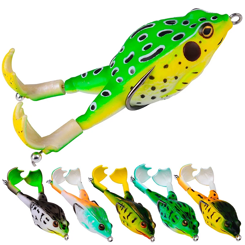

9.5cm Frog Type Topwater Lure Silicone Thunder Frog Fishing Double Hook Propeller Soft Bait Artificial Wobbler