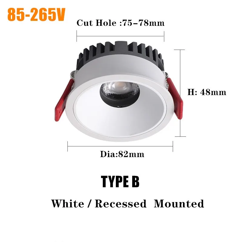 Dimmable LED Downlight Recessed Ceiling lamp 7W 12W 15W AC220V 110V LED Ceiling Downlight Dimmable led Downlight LED Spot Light flush ceiling lights Downlights