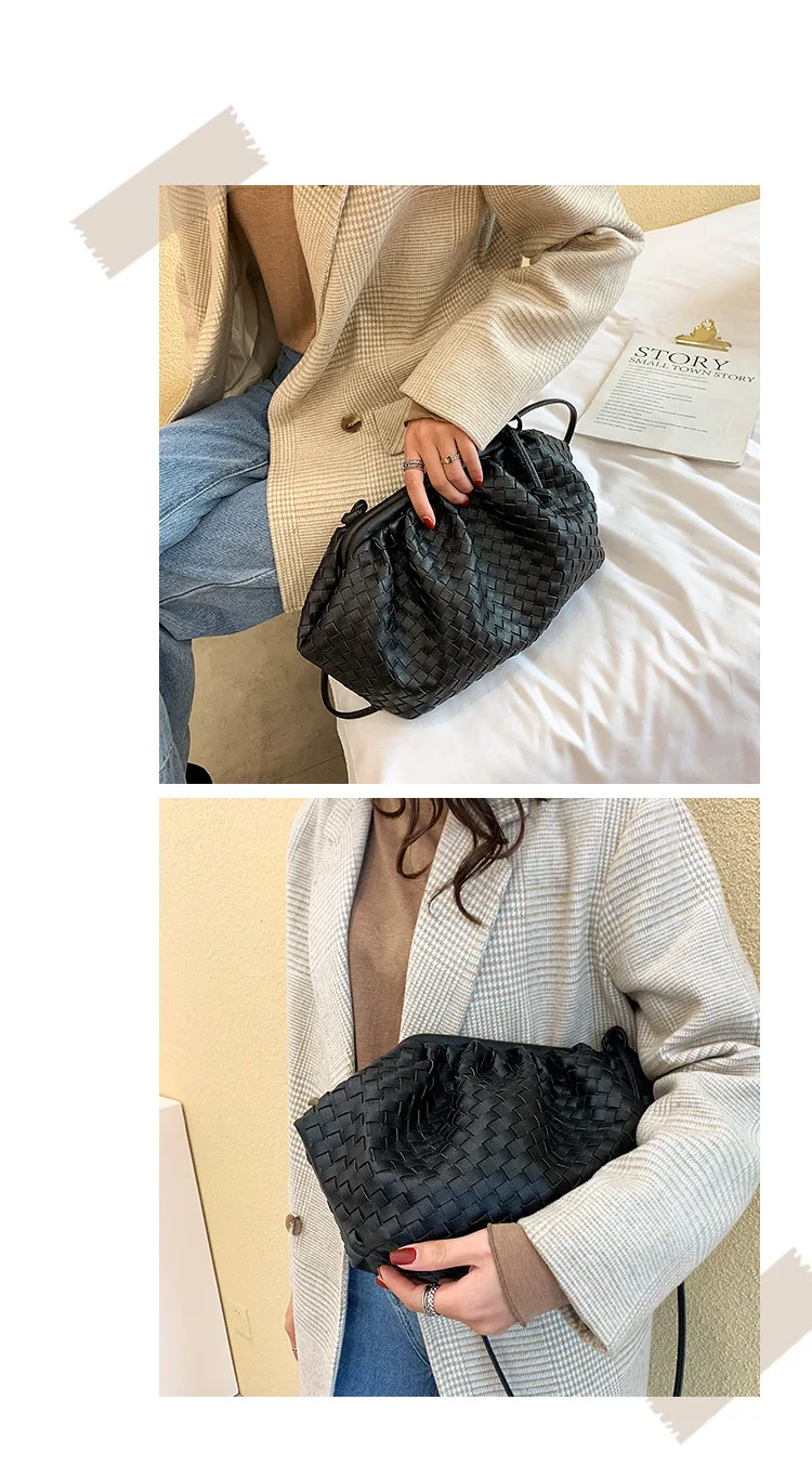 Bolso de nube tejido de piel sintética, suave, de moda, tipo bandolera, para mujer_voghion.com