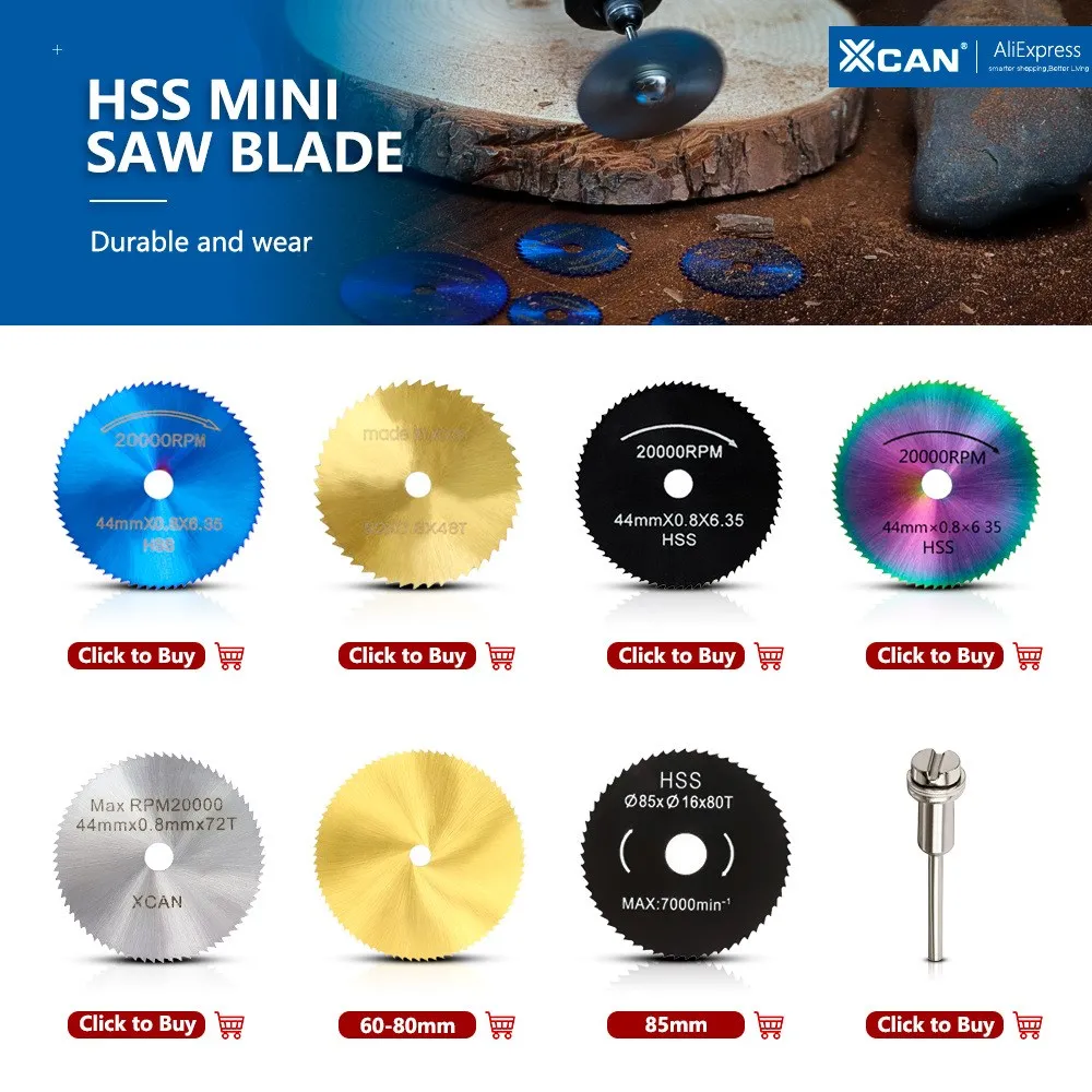 Xcan 14pcs hss sägeblatt, messing bohr zangen futter, hss dreh bohrer mit dorn für dremel dreh werkzeuge – Detail 1