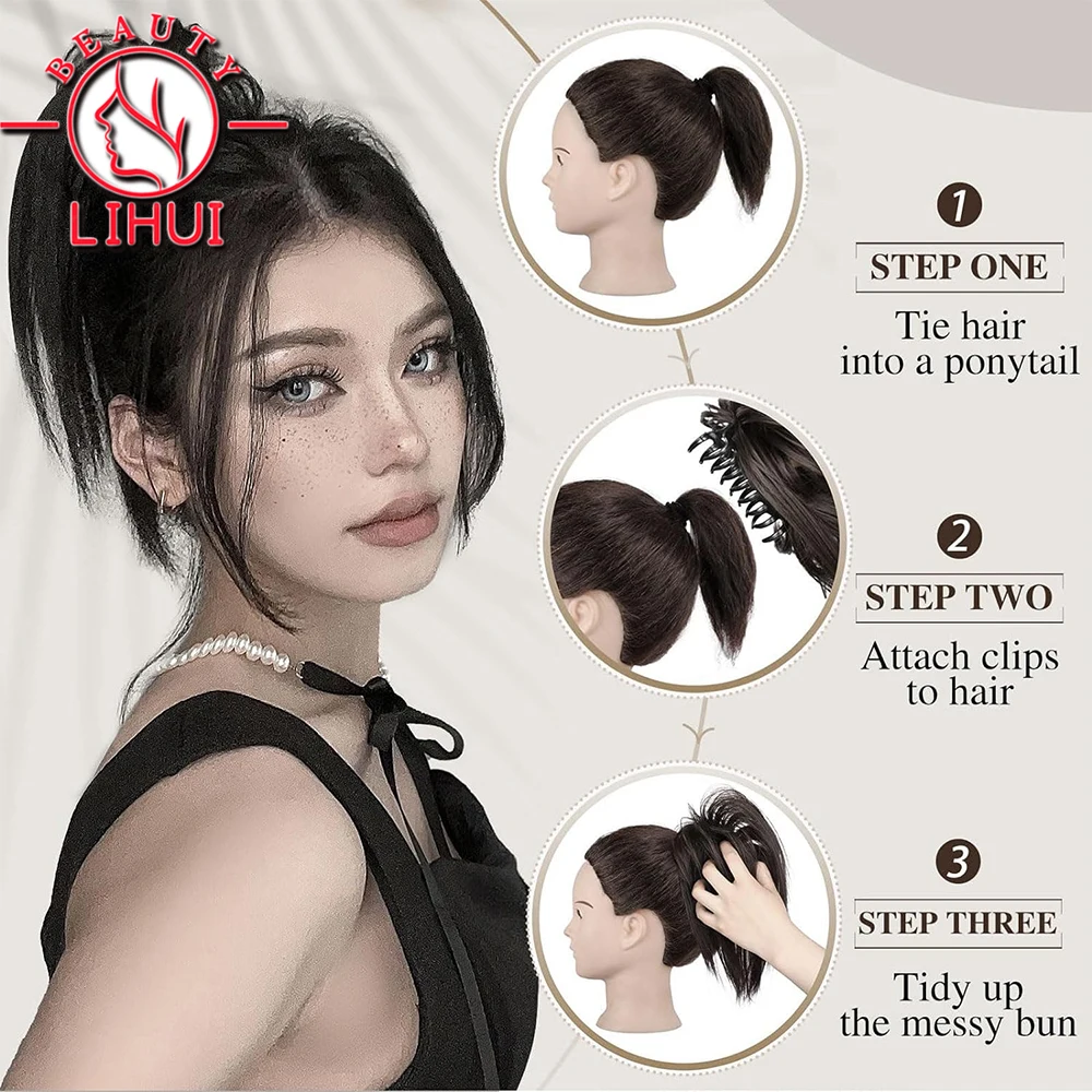 Synthetic Claw Clip In Ponytail Hair Extensions Diy Hairpiece Hair Bun Fake Blonde False Pigtail Tousled Updo for Women