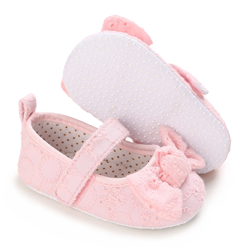 0-18 M Mooie Roze Lente Herfst Stijl Mooie Boog Effen Kleur Prinses Schoenen 0-18 Maanden Baby casual Schoenen Pasgeboren Peuters