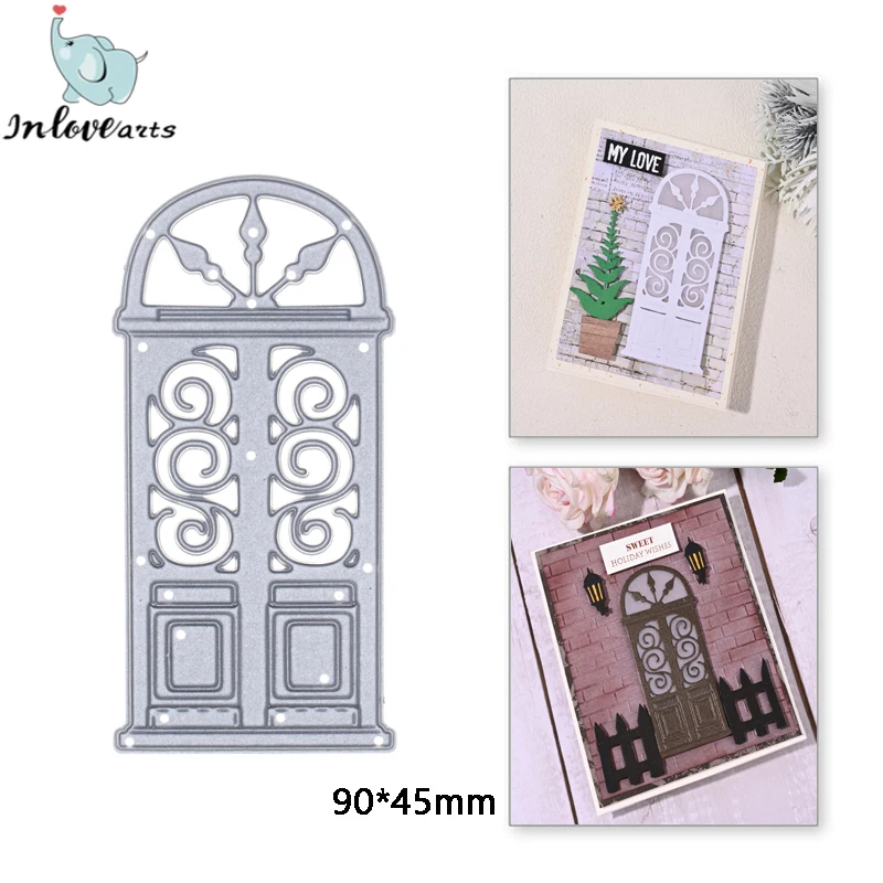 Inlovearts Retro Vintage Door Metal Cutting Muore Stencil Per Fai Da Te Scrapbooking/Album Carte Di Carta Goffratura Decorativa Nuovo 2021