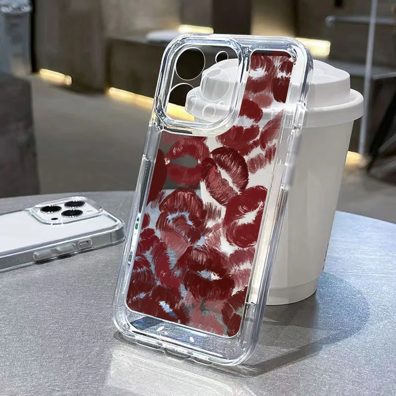 thumbnail image 1 of Funda para iPhone 16, funda suave y transparente para iPhone 11, 12, 13, 14, 15 Pro Max, XS, XR, 7, 8 Plus, SE 2020, funda con labios rojos sexys para chica, 1 of 4
