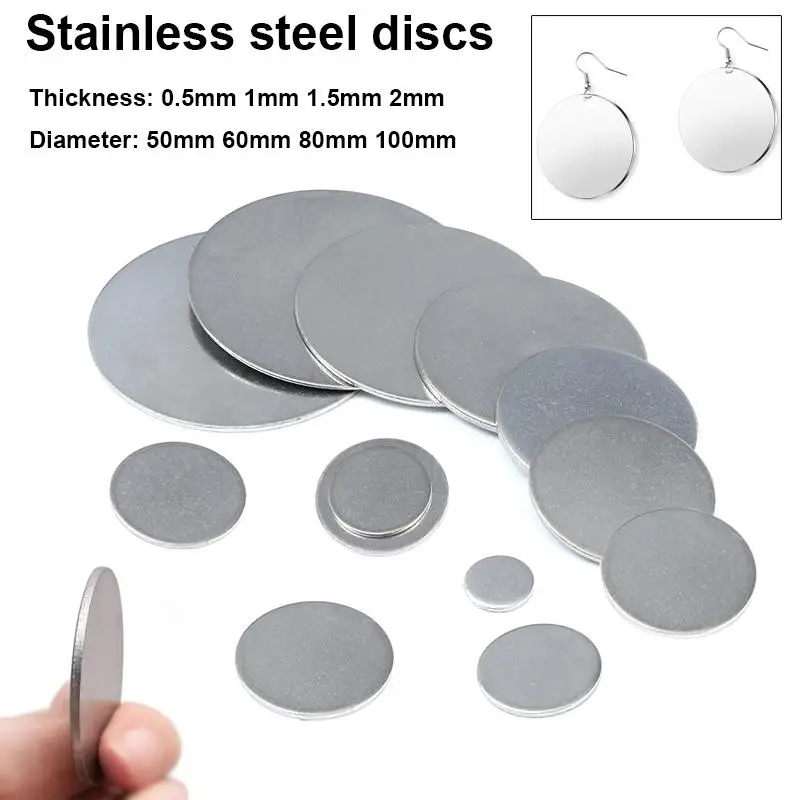 Dicke 0,5 ~ 2 mm 304 Edelstahl-Rundplatte, Durchmesser 50 mm–100 mm, kreisförmiges Blech, 304-Scheibe, runde Scheibe, kreisförmige flache Platte