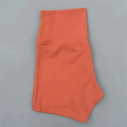 Solid Color High Waist Women's Fitness Shorts - Squat-Proof and Versatile - L (Warm coral)