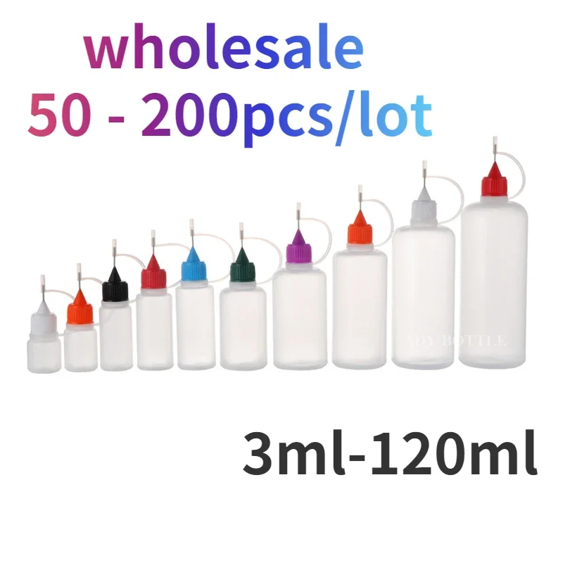 3ml-120ml Sharp-mouth Bottle Transparent  Plastic Squeezable Needle Bottles Refillable Bottle Color Paste Bottle Dye Bottling