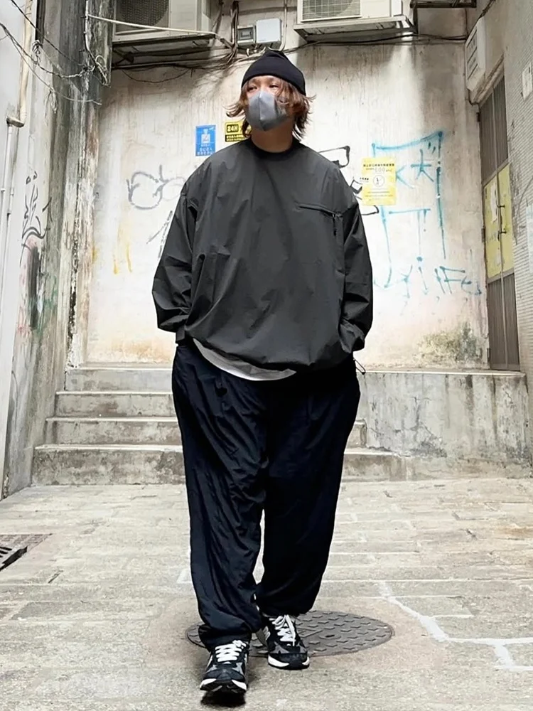 Qui Dry Nylon Long Sve Loose Fit Outdoor T-irt Men's Spring Autumn Dstring Hem Japanese Sle Retro Mountain Sle