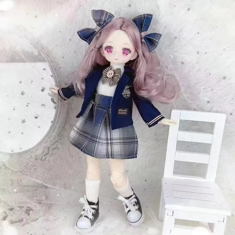 30cm Kawaii BJD Doll Girl 6 Points Joint Movable Doll with Fashion Clothes Soft Hair Dress Up Girl Toys Birthday Gift Doll New - 2