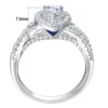 Newshe 2 Pcs 925 Sterling Silver Wedding Rings for Women Engagement Ring Sets 2.0 Ct Pear Shape Teardrop AAAAA Zircon BR0829 2