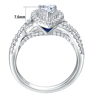 Newshe 2 Pcs 925 Sterling Silver Wedding Rings for Women Engagement Ring Sets 2.0 Ct Pear Shape Teardrop AAAAA Zircon BR0829 2